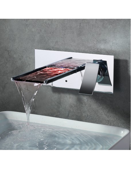 Wall mounted LED lights with square hot and cold walls, pre embedded walls, concealed sinks, washbasins, faucets