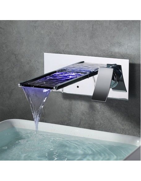 Wall mounted LED lights with square hot and cold walls, pre embedded walls, concealed sinks, washbasins, faucets