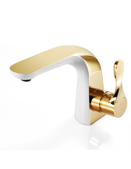 Flowing gold white light luxury streamlined basin faucet