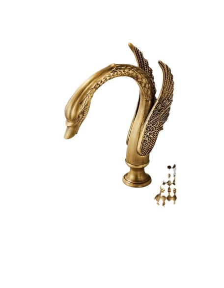 Golden hot and cold water swan bathroom faucet